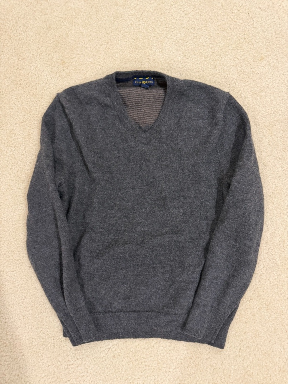 Club Room Men's Charcoal Gray V-Neck Sweater